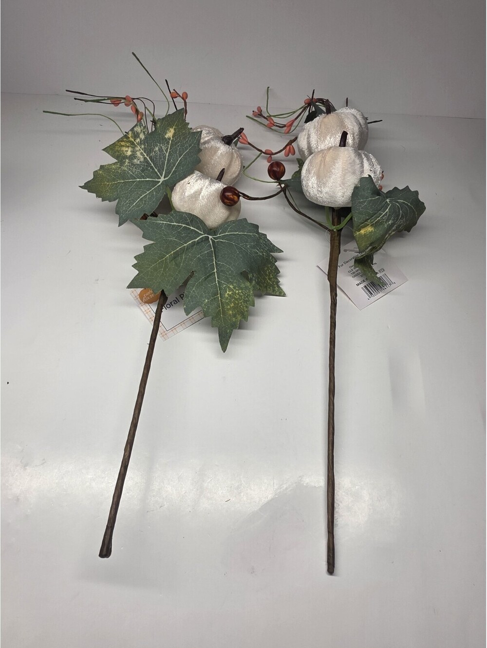 Artificial Fall Fabric Pumpkin Leaves Pick Bouquet Set Of 2
